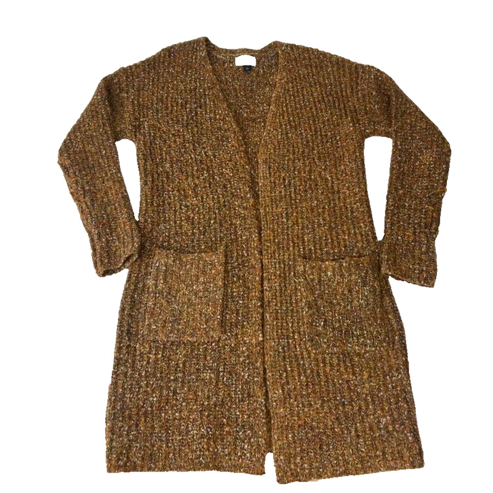 Universal Thread Cardigan Sweater Small Brown Thick Knit Pockets Open Front